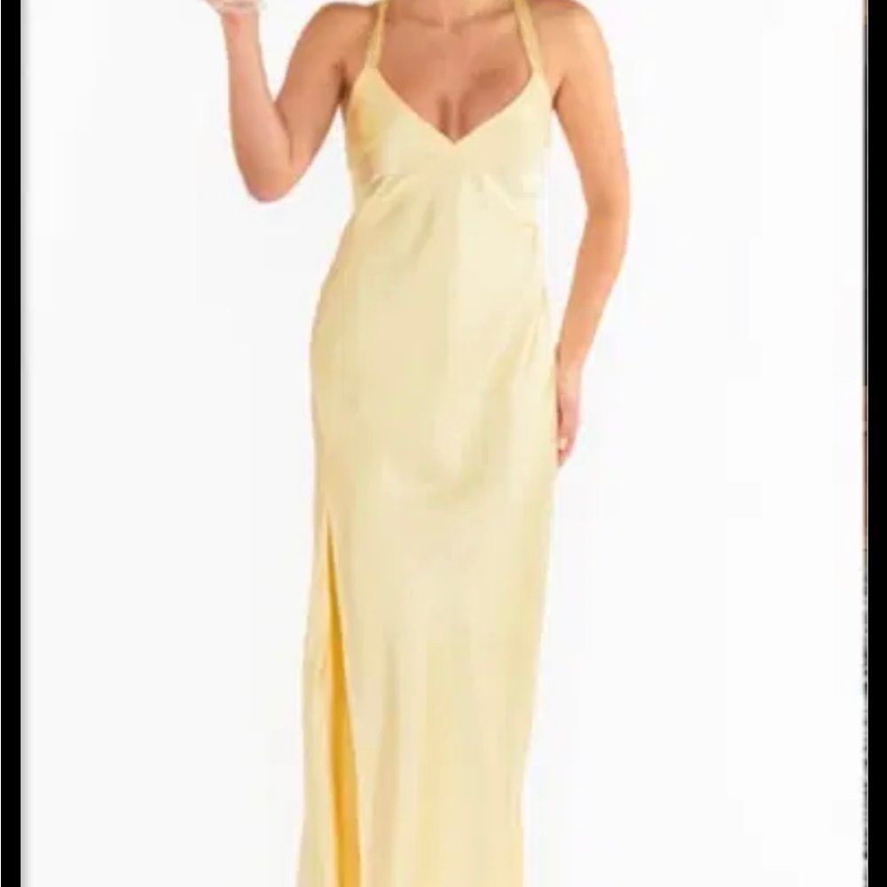 Elegant butter Yellow Slip MIDI dress. NWOT